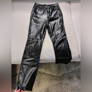 Black faux leather pants with a crocodile texture from Missguided